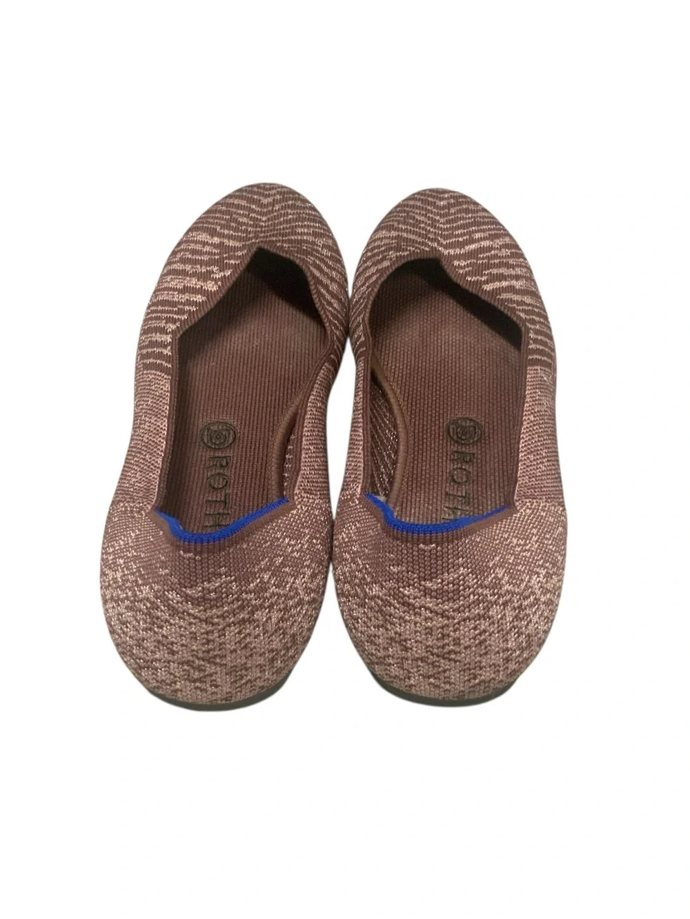 Rothy's Desert Metallic Rose Pink Round Toe Knit Flats Shoes Slip On